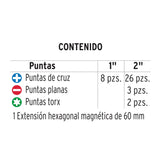 JUEGO DE 40 PUNTAS DE IMPACTO MIXTAS LARGOS 1' Y 2', EXPERT