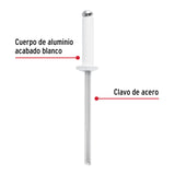 BOLSA C/50 REMACHES 1/8'X5/16' BLANCOS DE ALUMINIO, ALA 1/4'