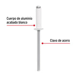 BOLSA C/50 REMACHES 1/8'X3/8' BLANCOS DE ALUMINIO, ALA 1/4'