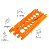 REGLETA CALIBRADORA DE TUERCAS Y TORNILLOS, 22 CM