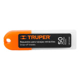 ESTUCHE CON 50 CUCHILLAS SK4 DE 18 MM PARA CUTTER, TRUPER