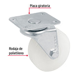 RODAJA POLIETILENO 2-1/2' PISADA 22MM RUEDA CON BUJE