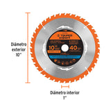 DISCO SIERRA 10' PARA MADERA, 40 DIENTES CENTRO 1', EXPERT