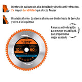 DISCO SIERRA 10' PARA MADERA, 60 DIENTES CENTRO 1', EXPERT