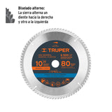 DISCO SIERRA 10' PARA MADERA, 80 DIENTES CENTRO 5/8', TRUPER