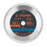 DISCO SIERRA 10' PARA MADERA, 80 DIENTES CENTRO 5/8', TRUPER