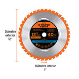 DISCO SIERRA 12' PARA MADERA, 40 DIENTES CENTRO 1', EXPERT