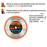 DISCO SIERRA 12' PARA MADERA, 60 DIENTES CENTRO 1', EXPERT