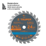 DISCO SIERRA 6-1/2 P/MADERA, 24 DIENTES CON CENTRO 5/8