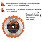 DISCO SIERRA 7-1/4' P/MADERA, 24 DIENTES CENTRO 5/8', EXPERT