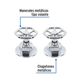 JUEGO DE 2 MANERALES PARA REGADERA, VOLANTE, CROMO, TUBIG