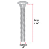 TORNILLO COCHE GALVANIZADO, 1/2 X 3 1/2" POR PIEZA