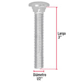 TORNILLO COCHE GALVANIZADO, 1/2 X 3" POR PIEZA