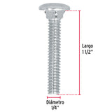 TORNILLO COCHE GALVANIZADO, 1/4 X 1 1/2" POR CAJA C/80 PZA