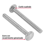 TORNILLO COCHE GALVANIZADO, 1/4 X 2 1/2" POR CAJA C/50 PZAS