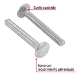 TORNILLO COCHE GALVANIZADO, 1/4 X 2" CAJA C/60 PZAS