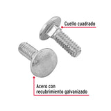 TORNILLO COCHE GALVANIZADO, 1/4 X 3/4" POR CAJA C/100 PZAS