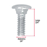 TORNILLO COCHE GALVANIZADO, 1/4 X 3/4" POR CAJA C/100 PZAS