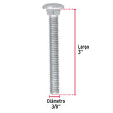 TORNILLO COCHE GALVANIZADO, 3/8 X 3" POR PIEZA