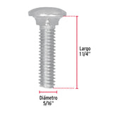 TORNILLO COCHE GALVANIZADO, 5/16 X 1 1/4" POR CAJA C/60 PZAS