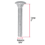 TORNILLO COCHE GALVANIZADO, 5/16 X 2" POR CAJA C/80 PZAS
