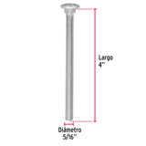 TORNILLO COCHE GALVANIZADO, 5/16 X 4" POR CAJA C/50 PZAS