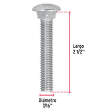 TORNILLO COCHE GALVANIZADO, 7/16 X 2 1/2" POR CAJA C/30 PZAS