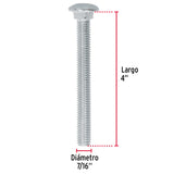 TORNILLO COCHE GALVANIZADO, 7/16 X 4" POR PIEZA