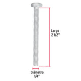 TORNILLO MÁQUINA GALVANIZADO 1/4 X 2 1/2 CAJA C/50 PZAS