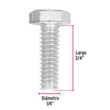 TORNILLO MÁQUINA GALVANIZADO 1/4 X 3/4' CAJA C/100 PZAS