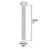 TORNILLO MÁQUINA GALVANIZADO 3/8 X 3' CAJA C/40 PZAS