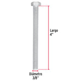 TORNILLO MÁQUINA GALVANIZADO 3/8 X 4' CAJA C/30 PZAS