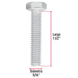 TORNILLO MÁQUINA GALVANIZADO 5/16 X 1 1/2 POR CAJA C/50 PZAS