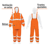 CONJUNTO IMPERMEABLE, NARANJA, TALLA CHICA