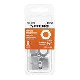 BLISTER CON 6 TUERCAS 1/2" HEX DE ACERO GALVANIZADO, FIERO