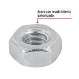 BLISTER CON 25 TUERCAS 1/4" HEX DE ACERO GALVANIZADO, FIERO