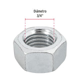 TUERCA DE ACERO GALVANIZADO HEXAGONAL DE 3/4" X PIEZA