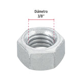 BLISTER CON 12 TUERCAS 3/8" HEX DE ACERO GALVANIZADO, FIERO