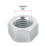 TUERCA DE ACERO GALVANIZADO HEXAGONAL DE 5/8" BOLSA C/25