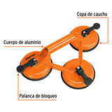 VENTOSA DE ALUMINIO PARA VIDRIO, 3 COPAS DE SUCCISN, TRUPER